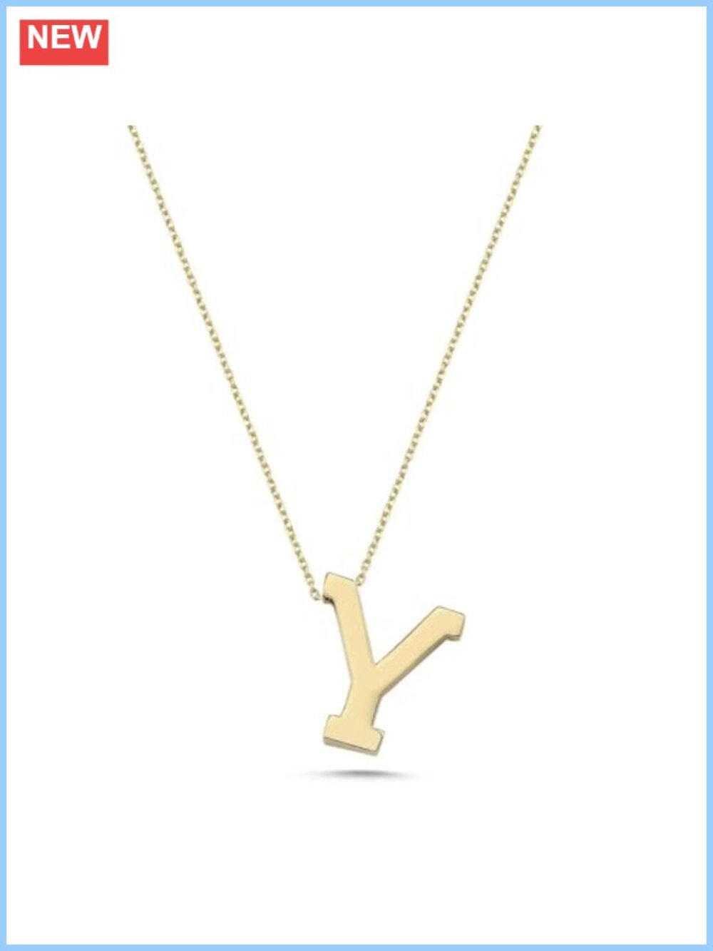 14k Real Gold Initial Y Pendant Necklace Dainty Letter Charm 18in